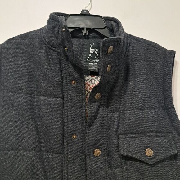 Kane & Unke Quilted Puffer Mens Preppy Wool Vest Snap Button Large  Dark Navy - Picture 7 of 17